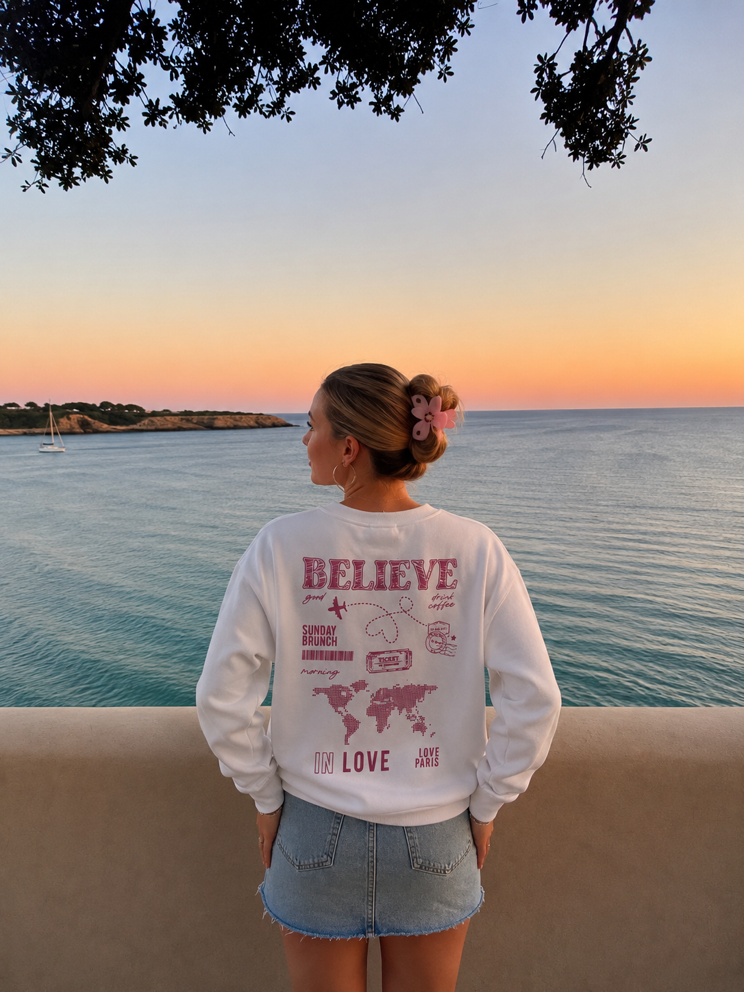 Believe sweater burgundy pink