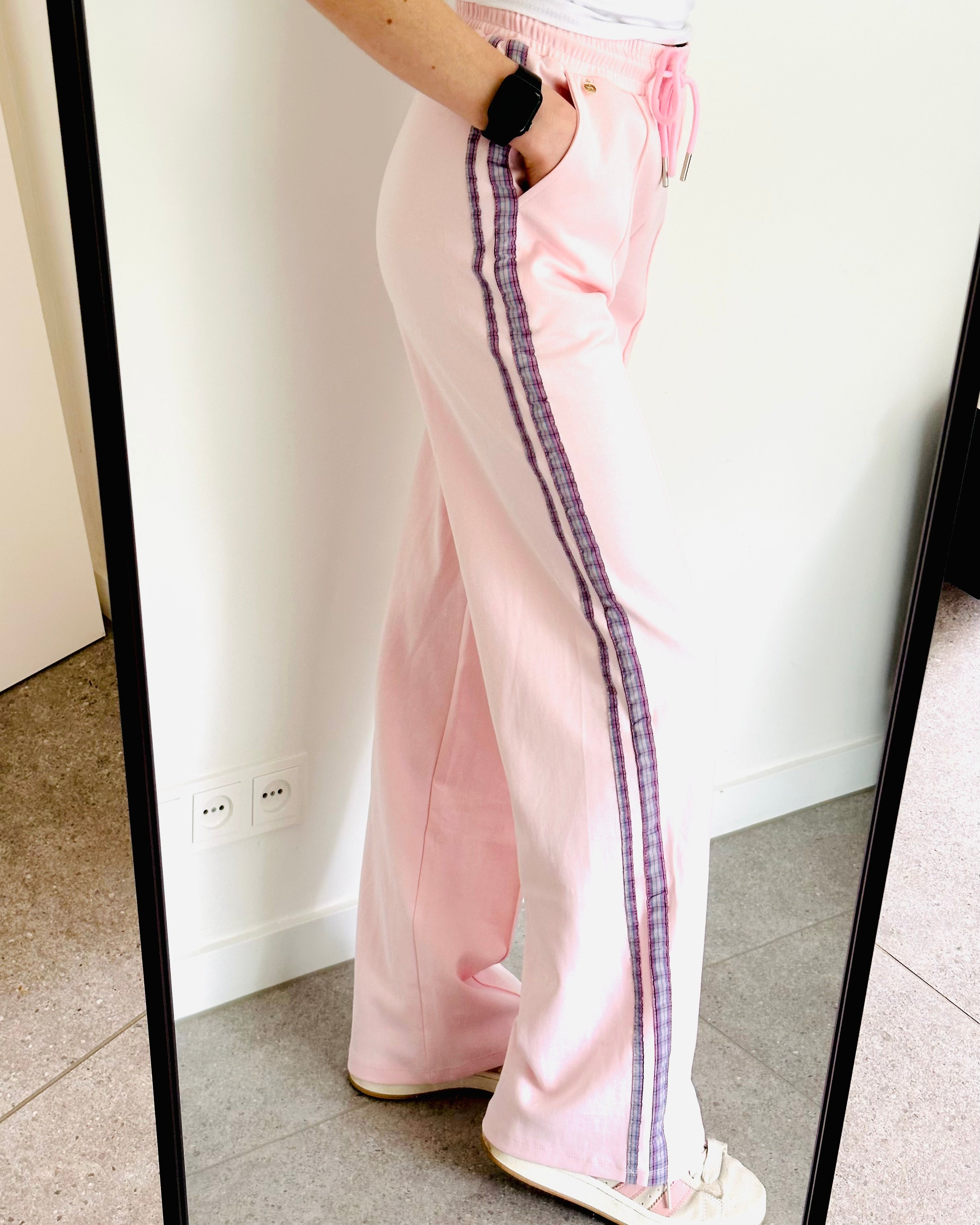 LIMITED striped pants roze denim