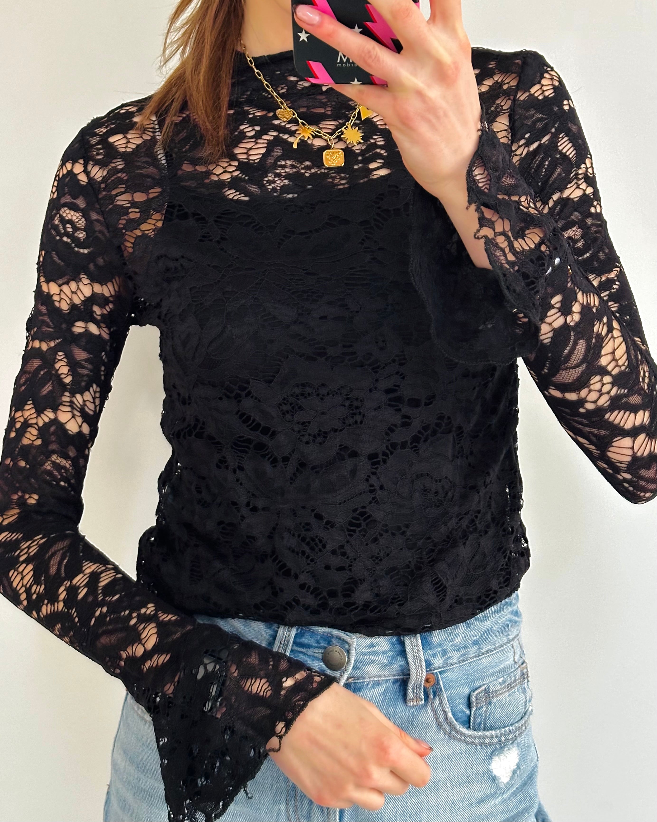 Lace top zwart