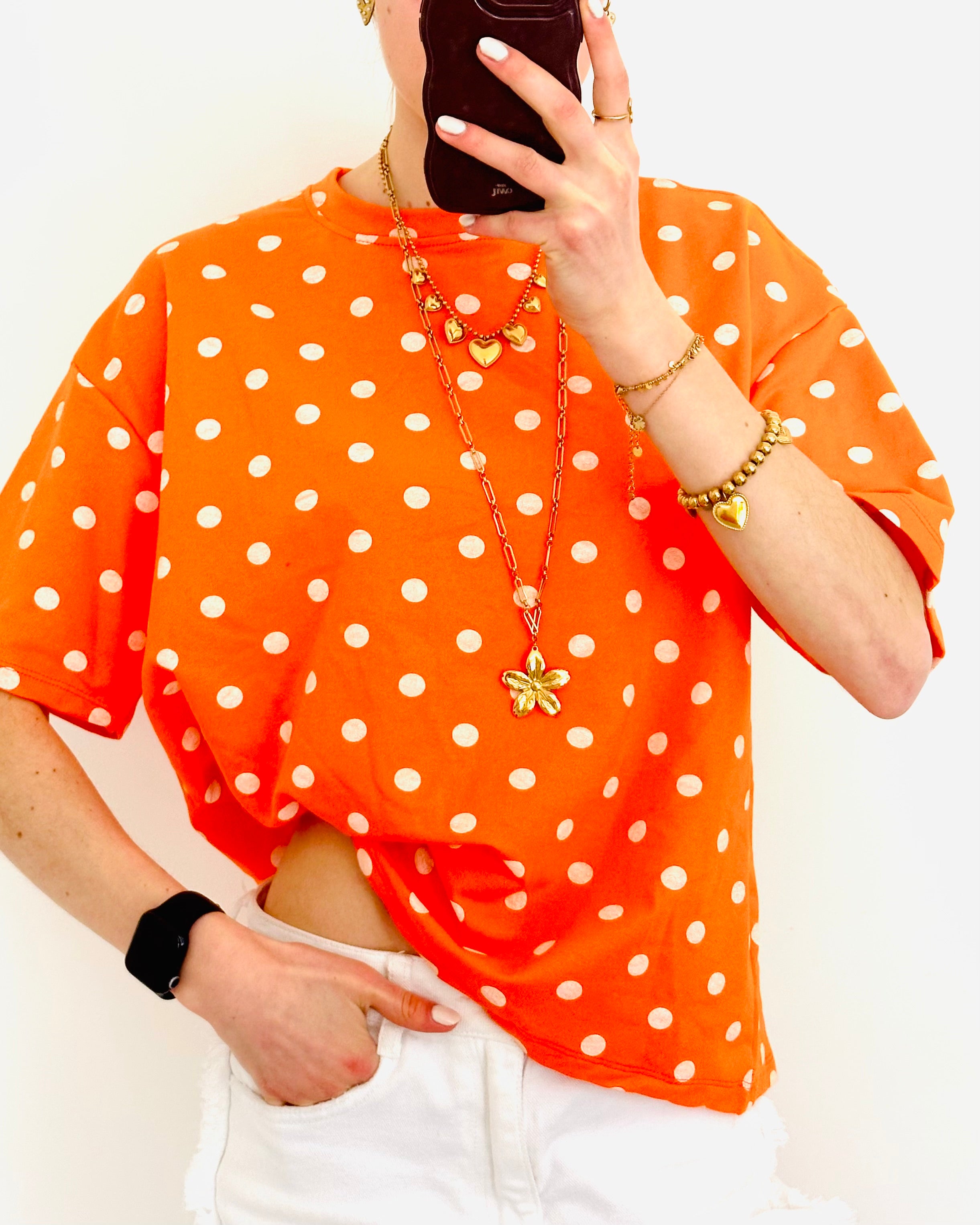 Casual dots shortsleeve orange white
