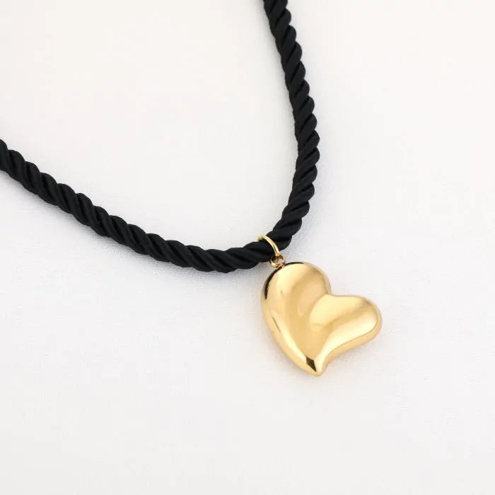 Heart rope ketting zwart