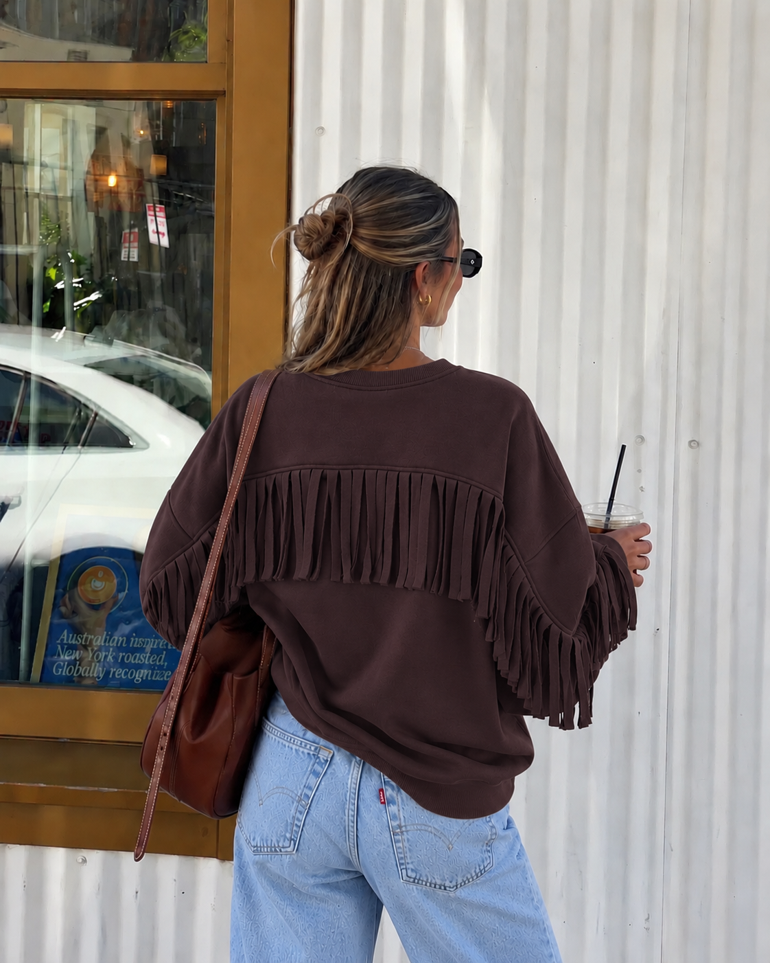 Fringe Sweater - Brown pre order