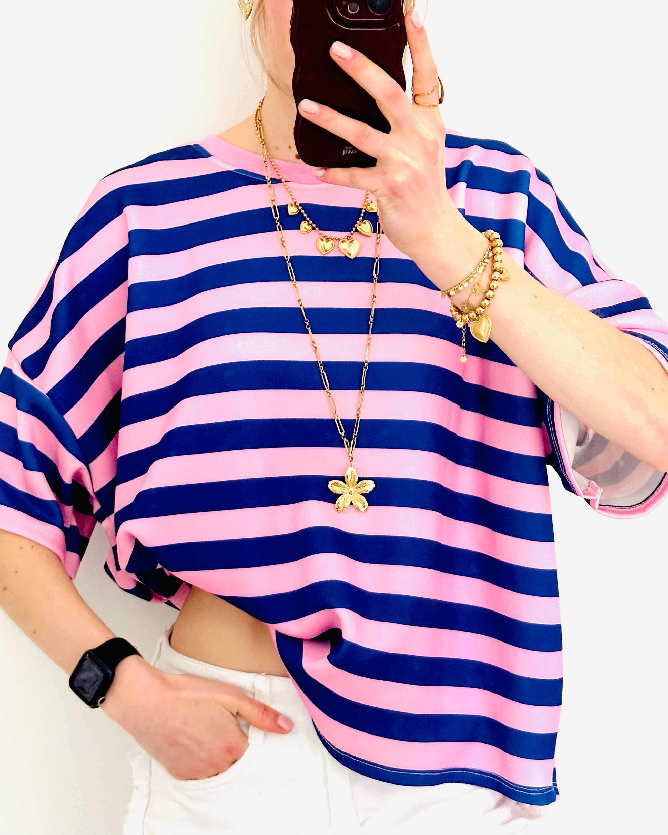 Casual stripe sweatshirt pink kobalt