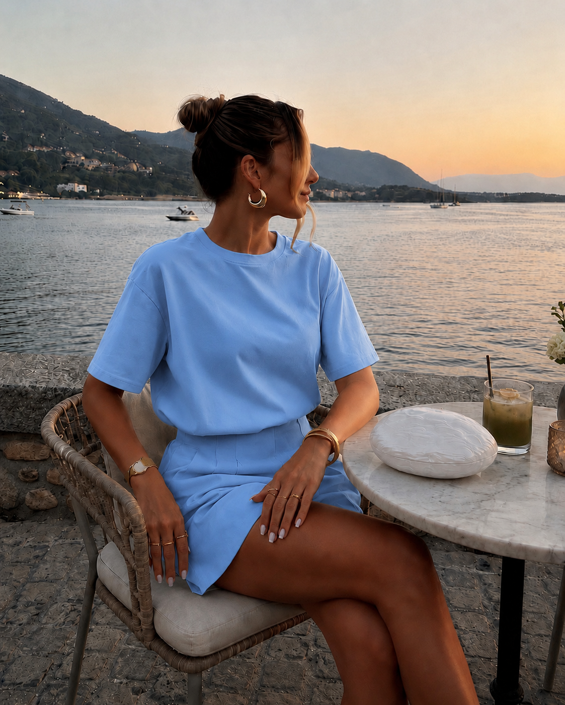 Soft fit comfy set sky blue