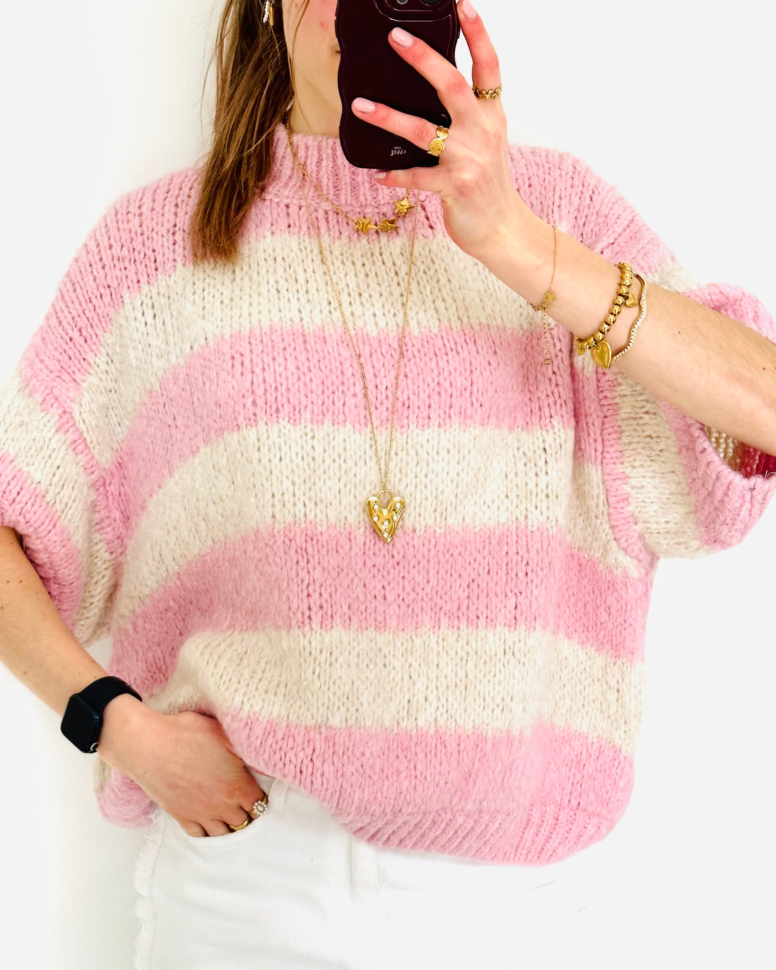 Soft comfy knit striped pink