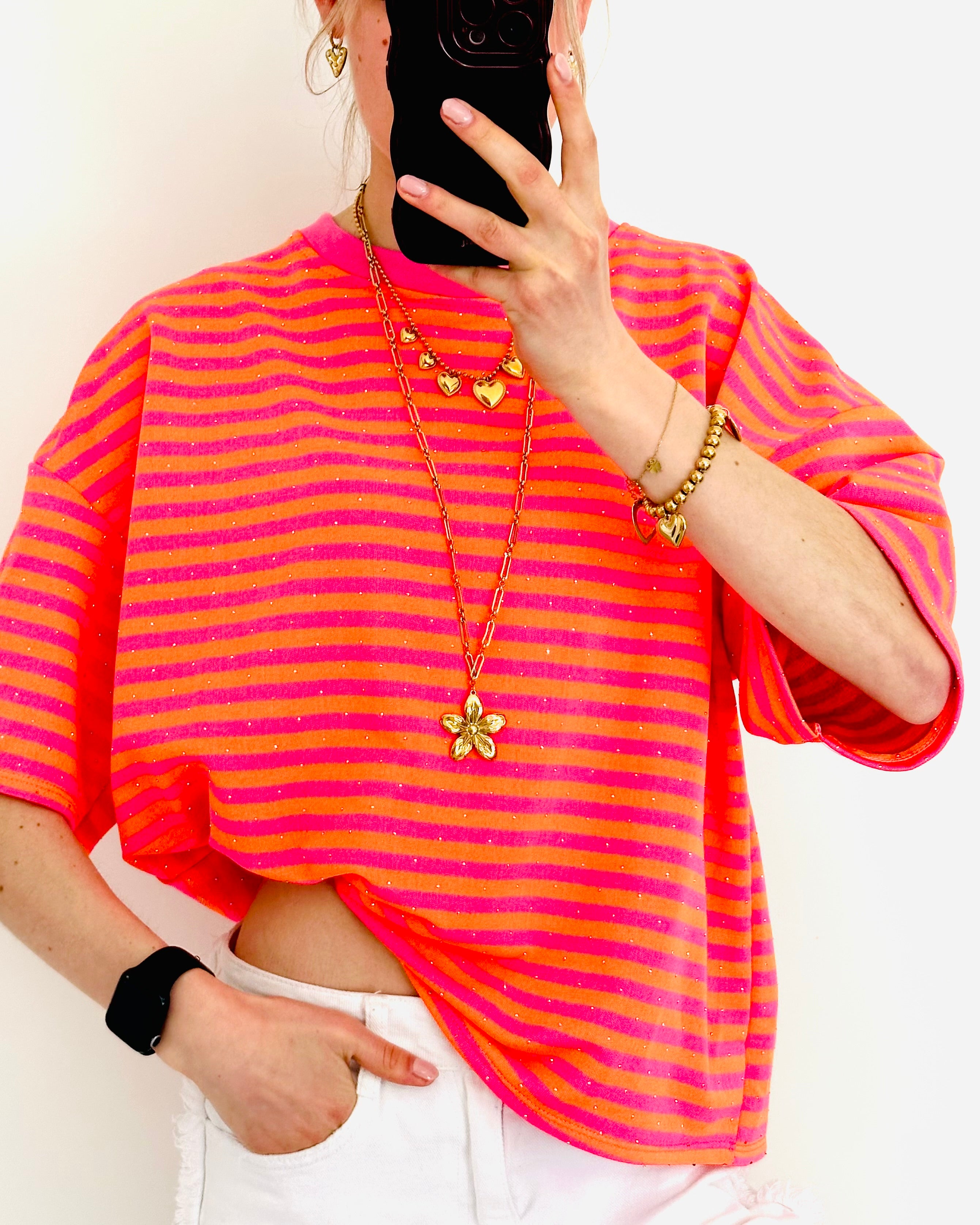LIMITED glitter shortsleeve coral pink