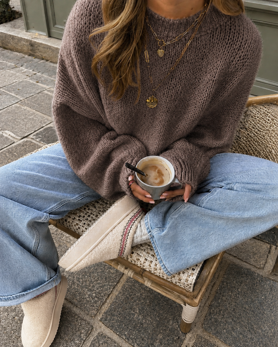 Comfy trui taupe