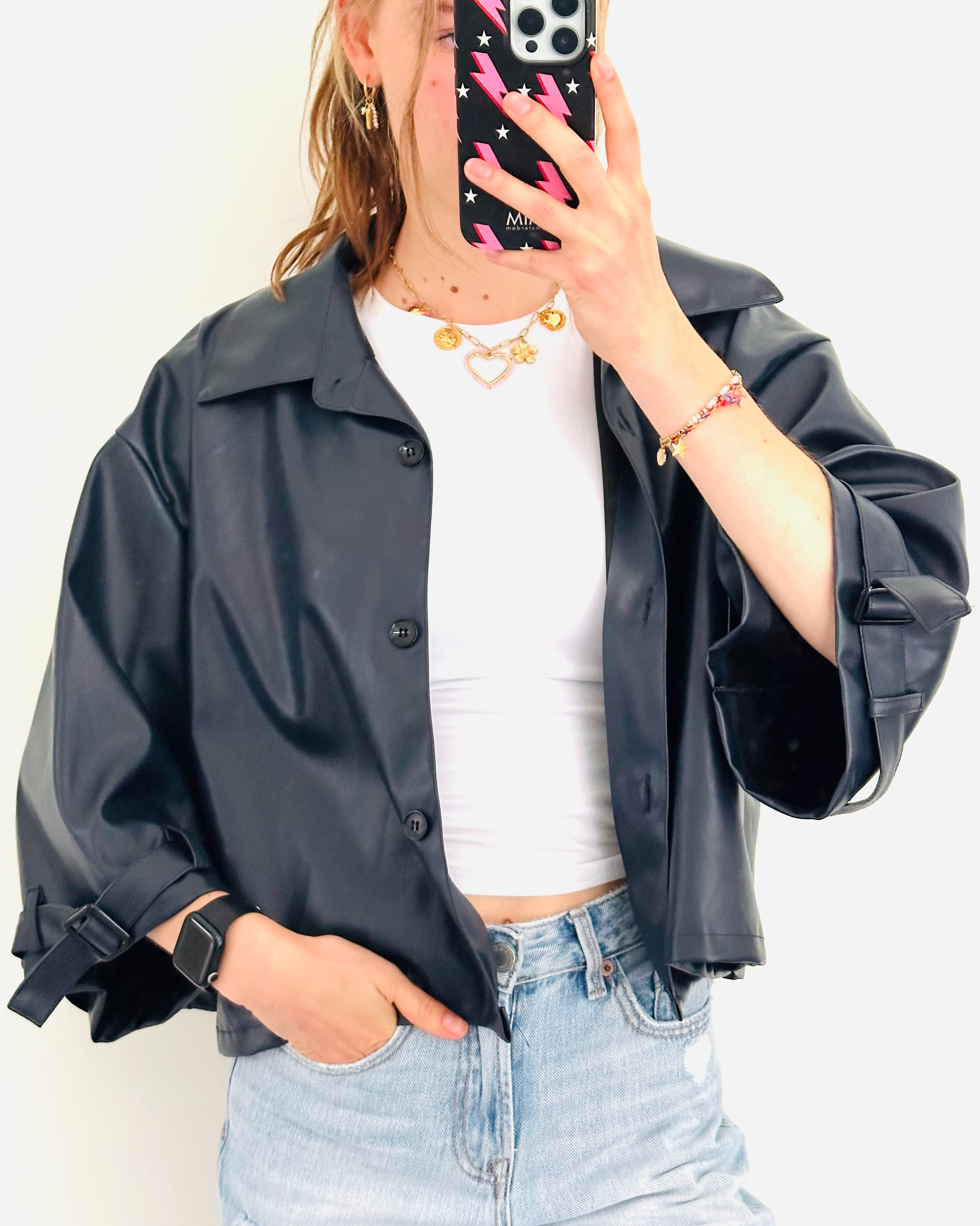 Ruby jacket navy leather