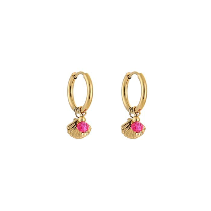 Shell oorbellen roze