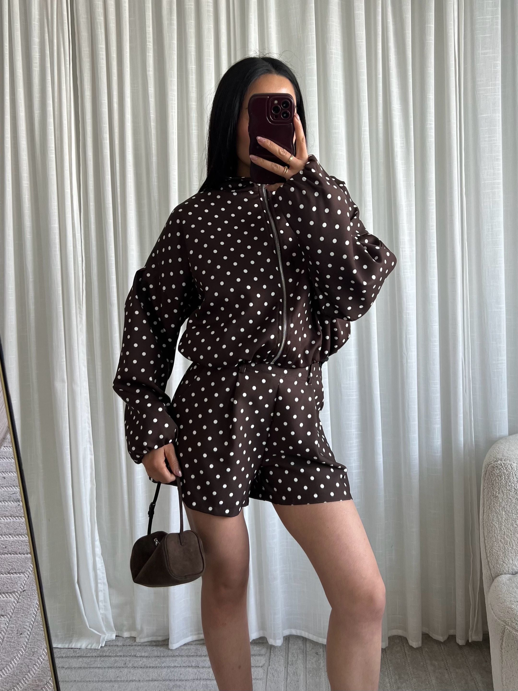 Polka dot shorts brown