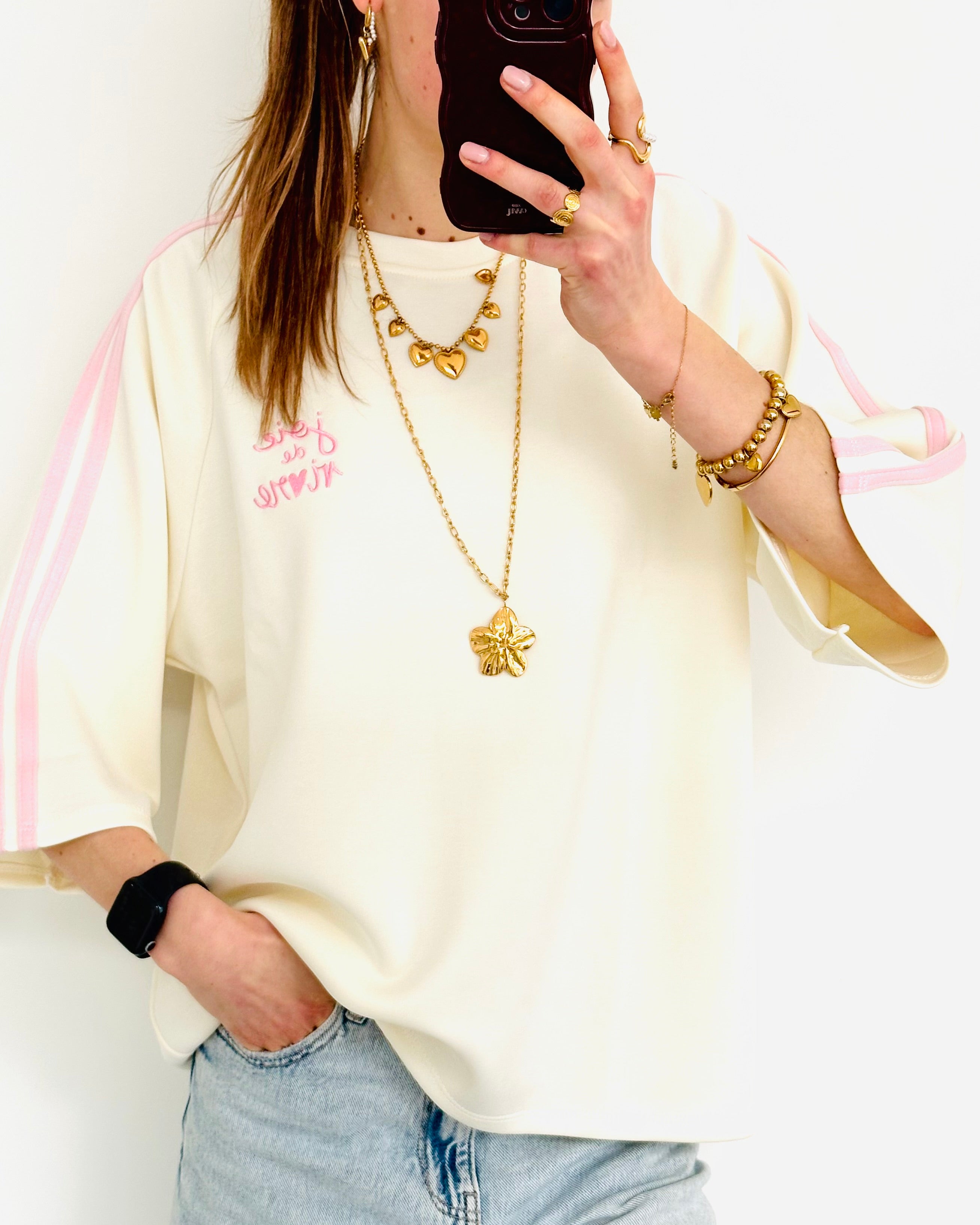 Britt stripes oversized shirt Cream