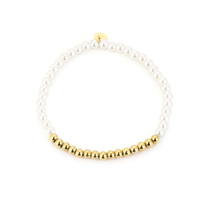 Parel kralen armband goud wit