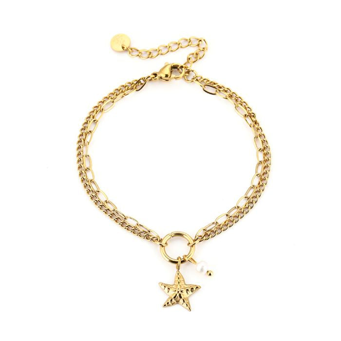 Double star armband goud