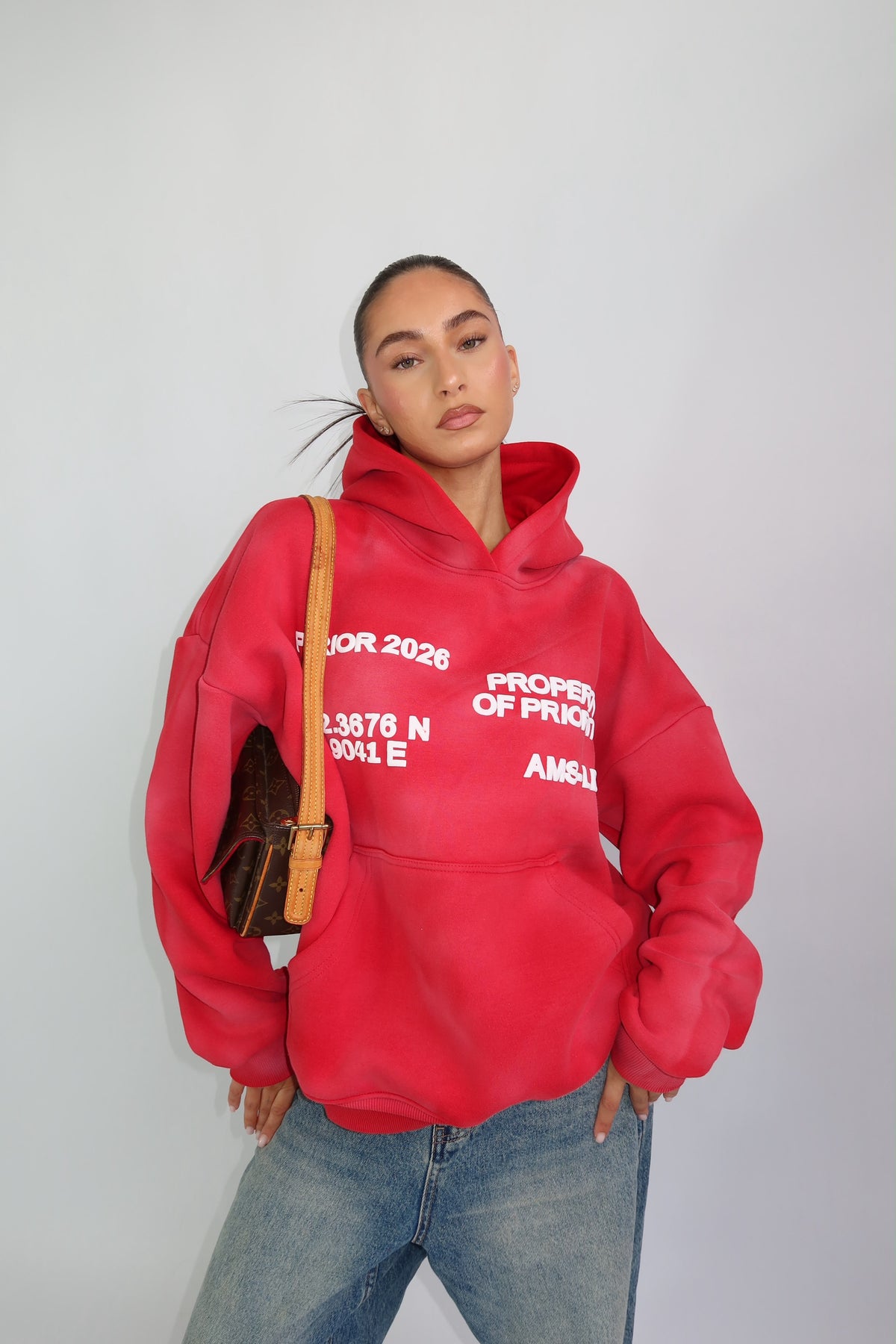 Priority hoodie ~ cloud red