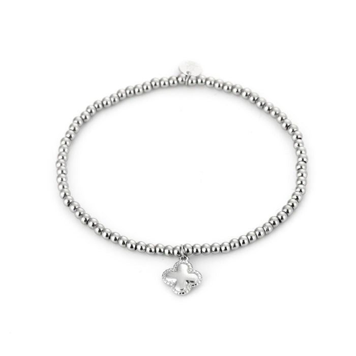 Kralen armband klaver zilver