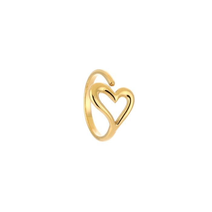 Open heart ring goud