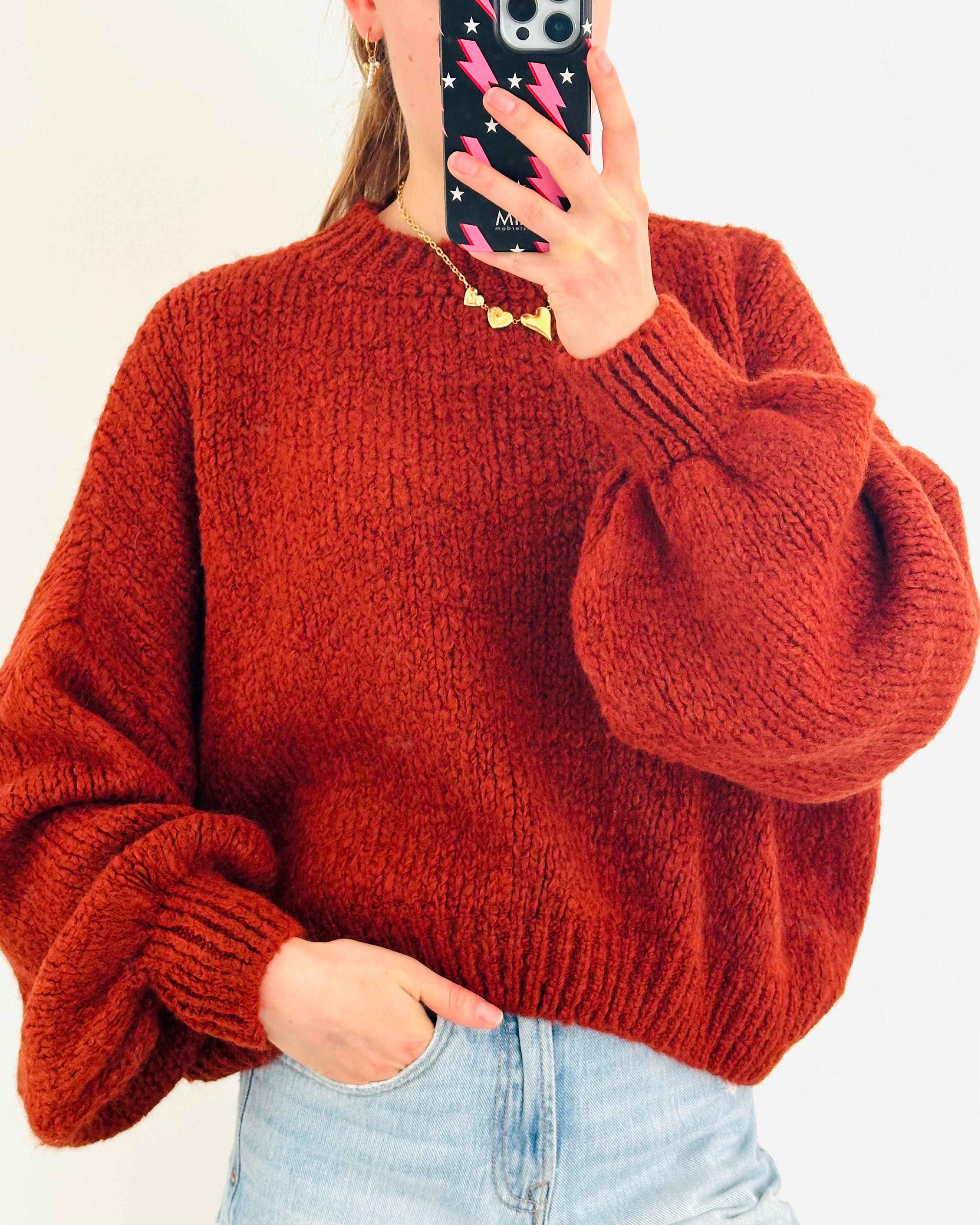 Comfy trui roestbruin