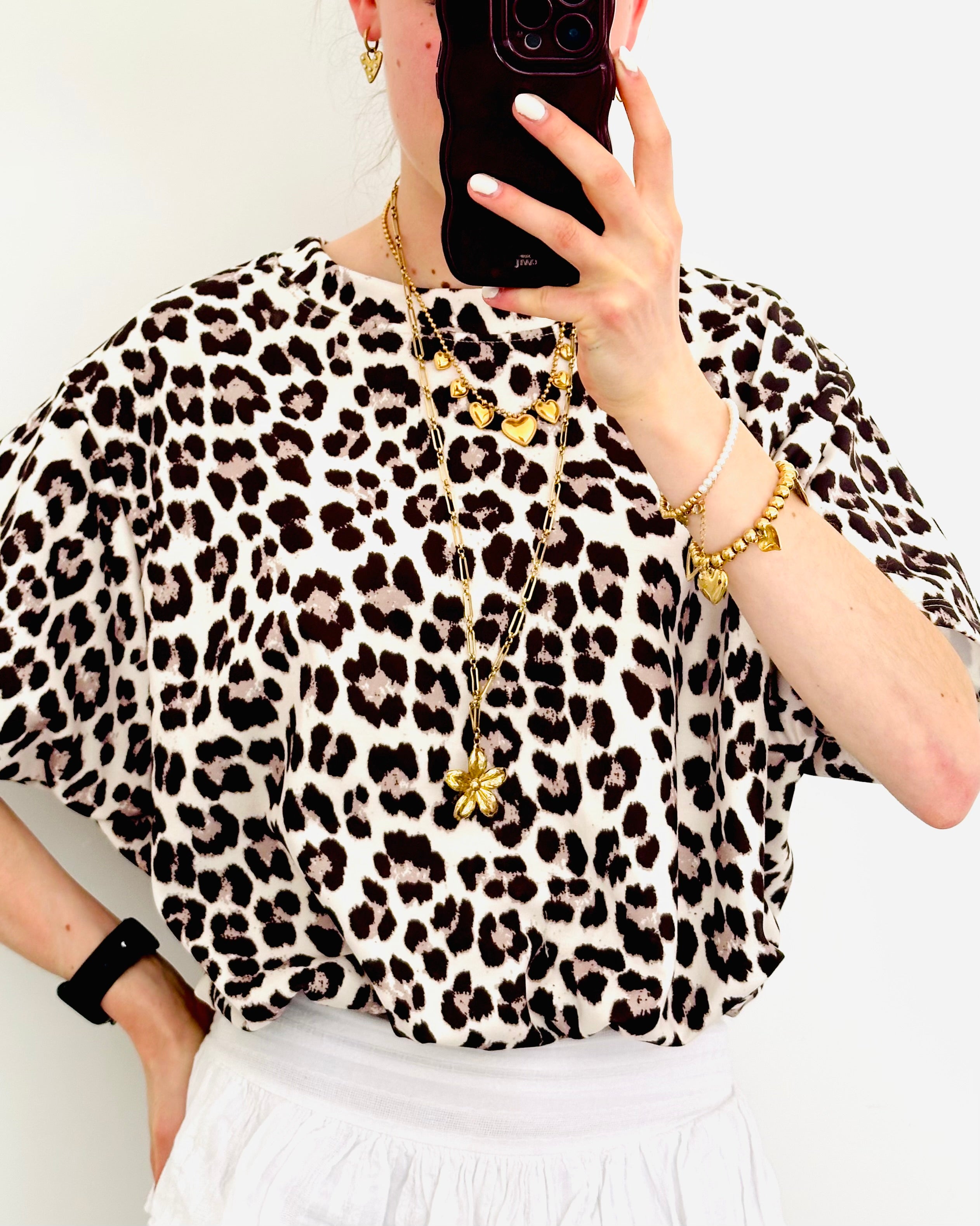 Soft fit top leopard