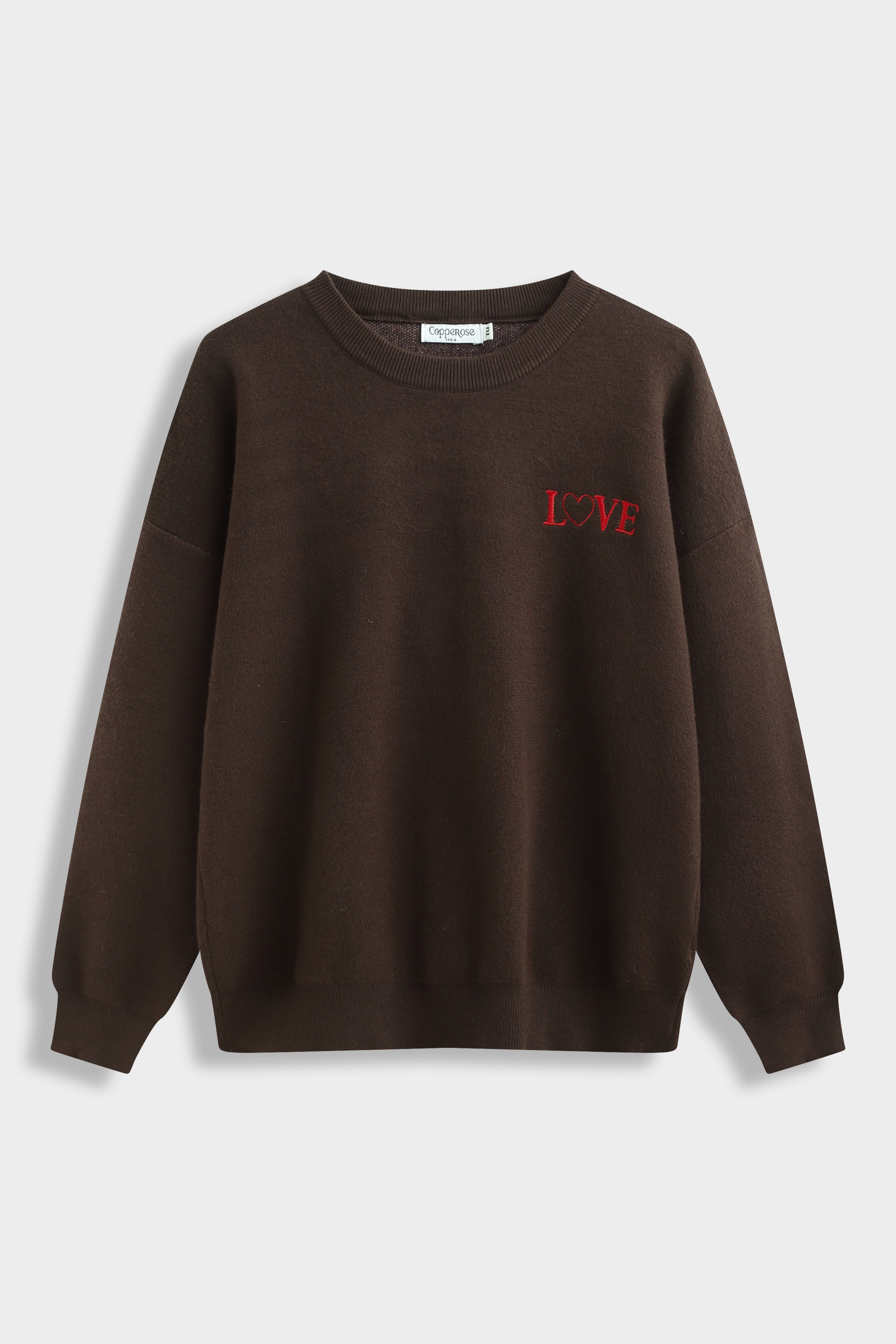 Striped love sweater brown pink