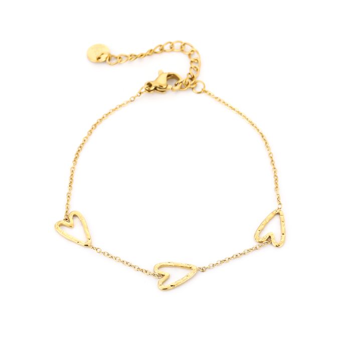 3 hartjes armband goud
