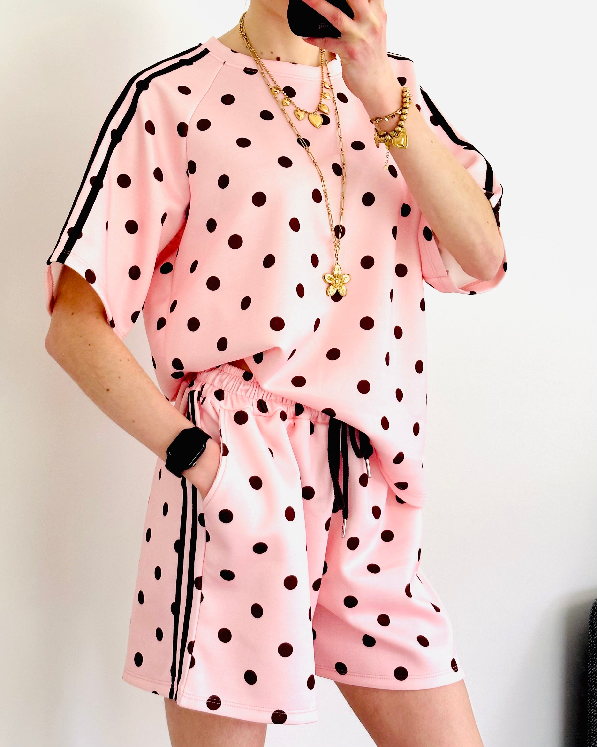 Amy set polka dots roze
