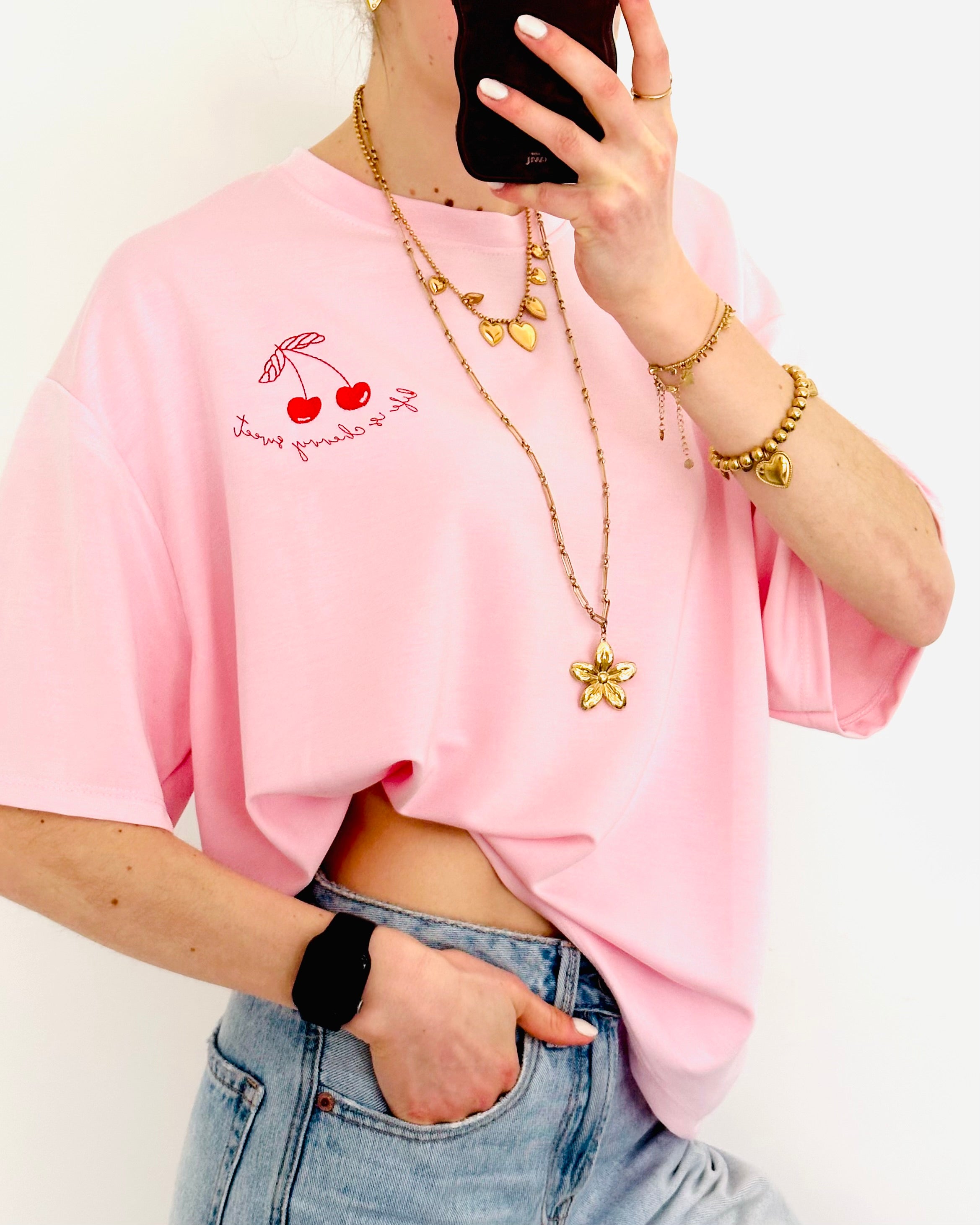 Britt cherry oversized shirt pink