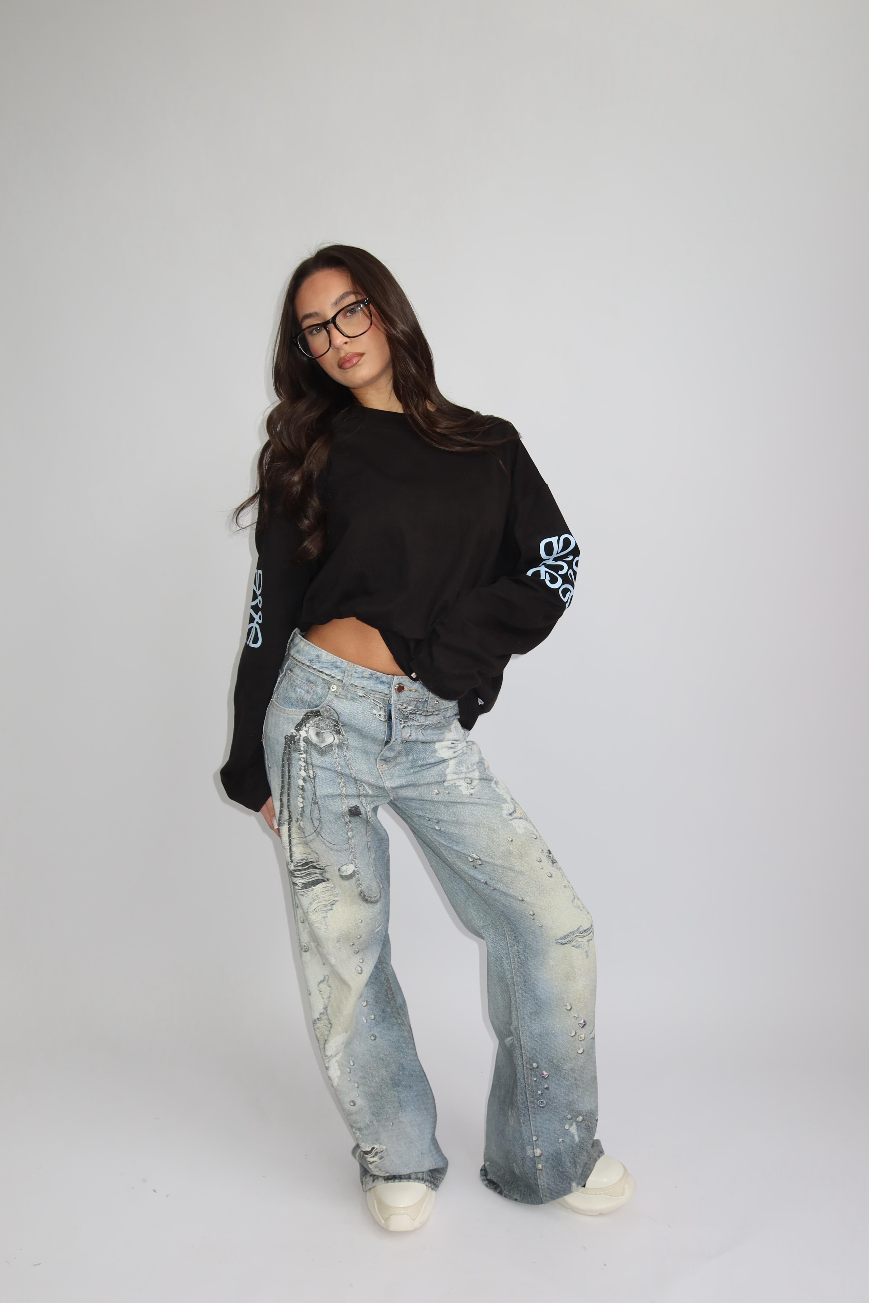 The monogram longsleeve zwart blauw pre order
