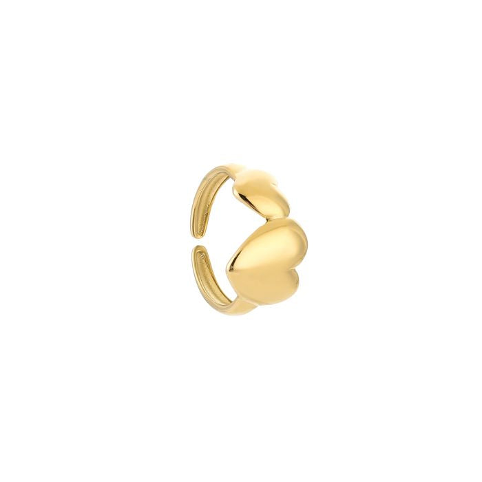 Double heart ring goud