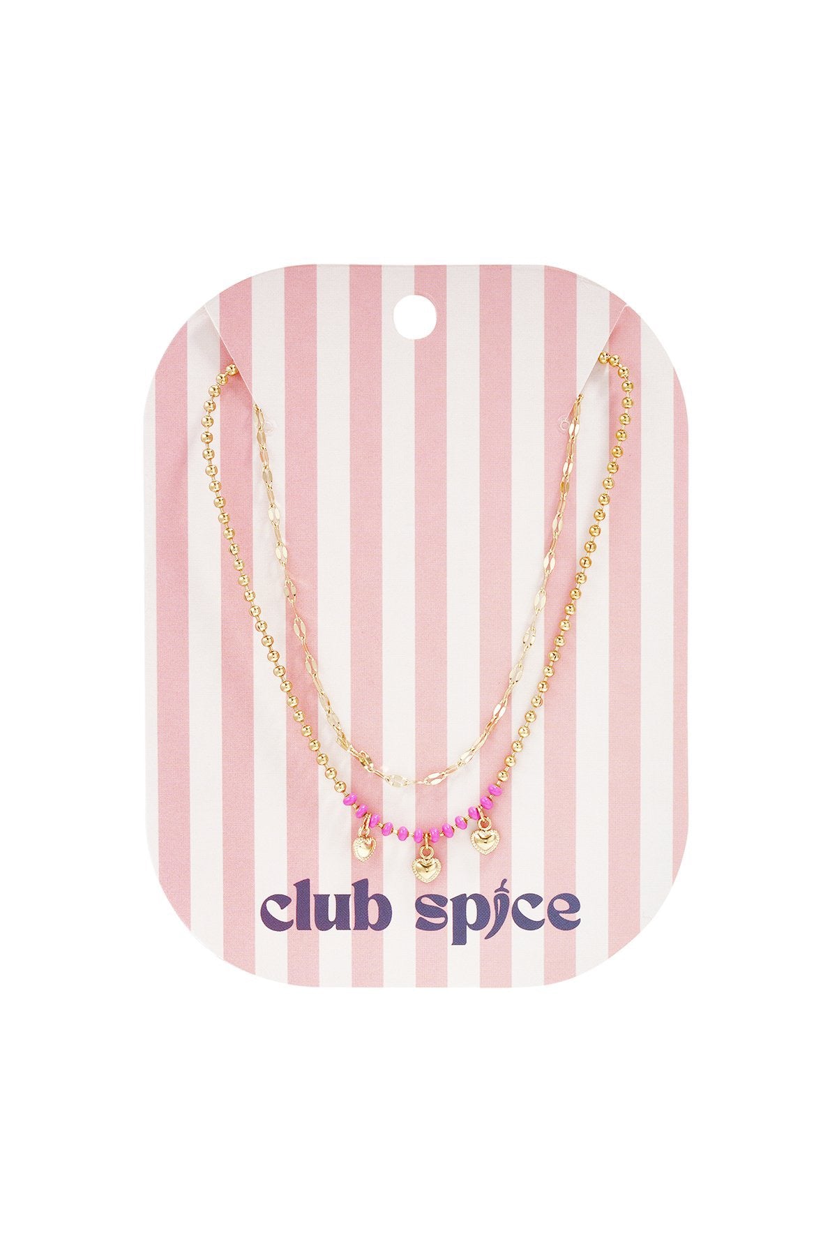 Double heart ketting roze goud