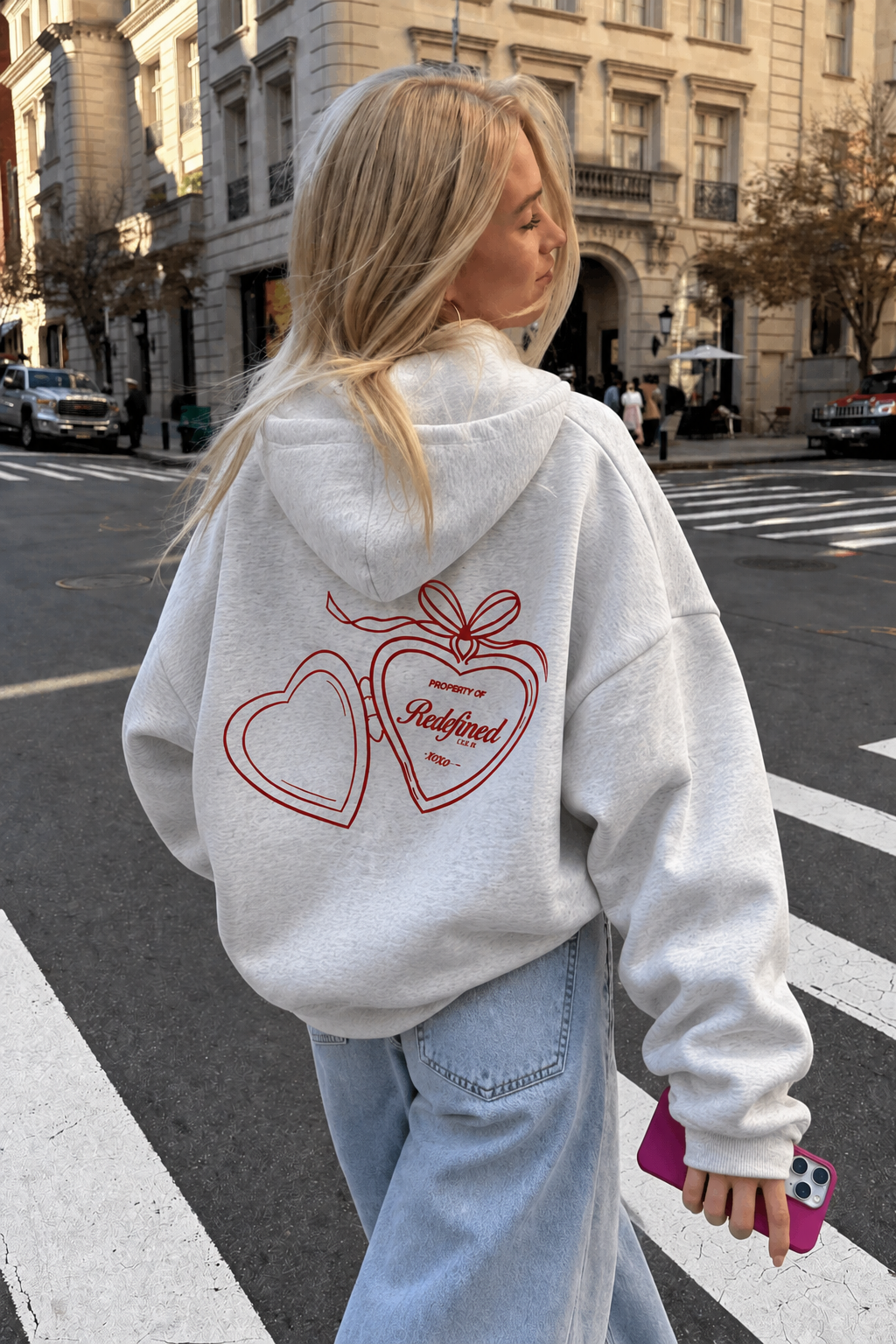 Redefined hoodie grey red