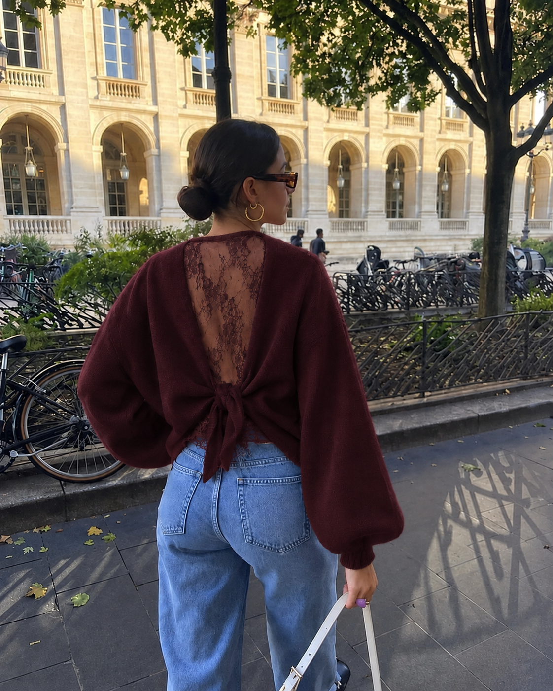 Elena Lace Knit maroon