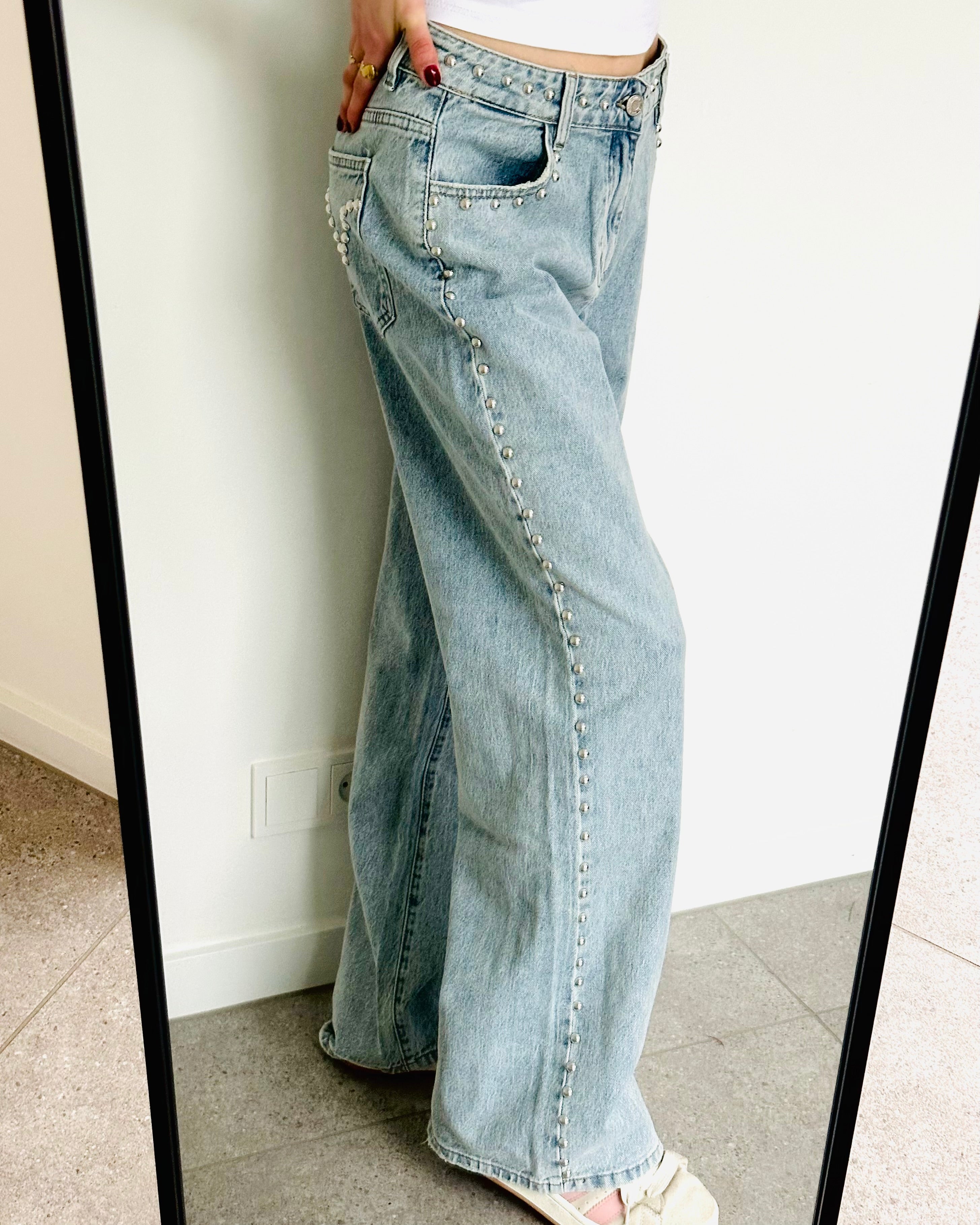 Studs straight leg jeans blue