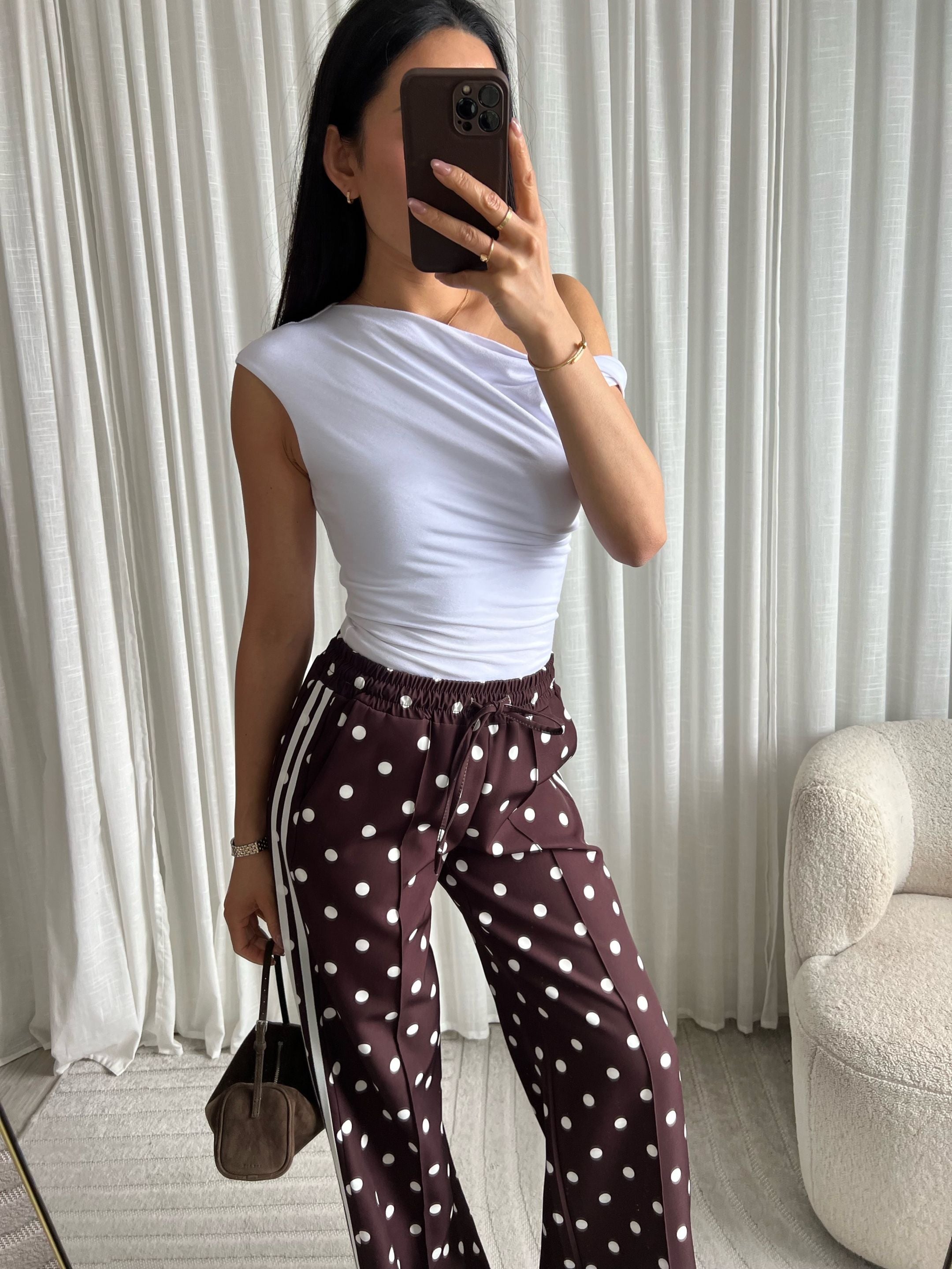 Limited polka dots pants brown