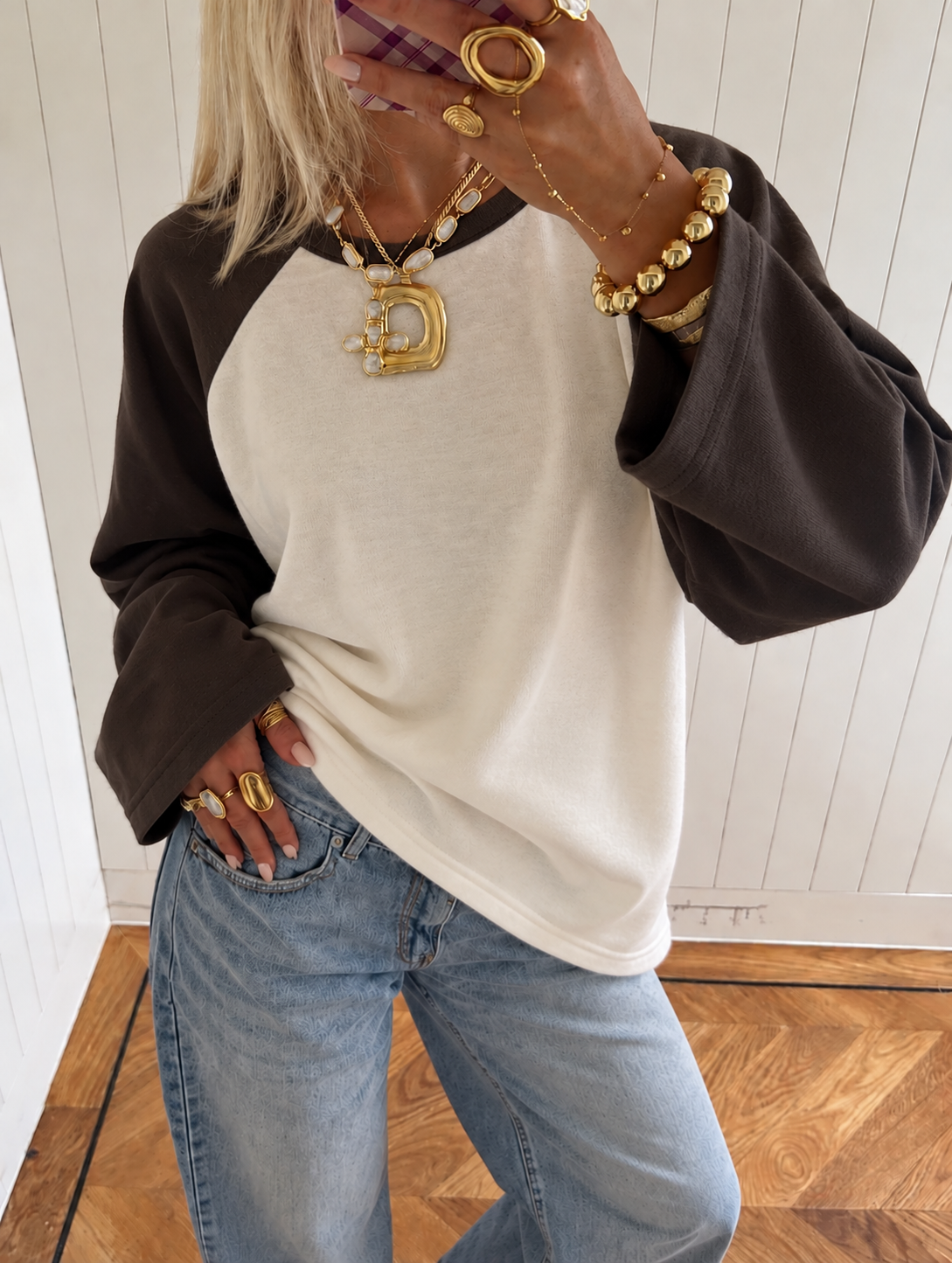 Double longsleeve beige brown