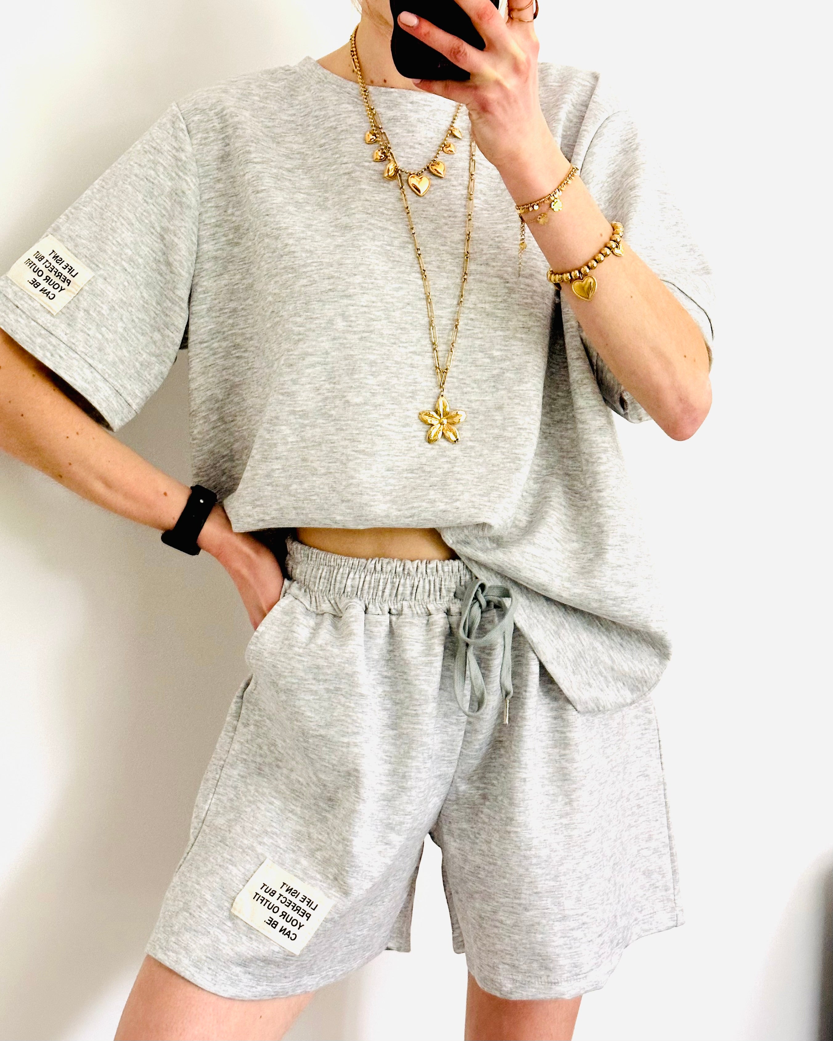 Oversized amy set short grey