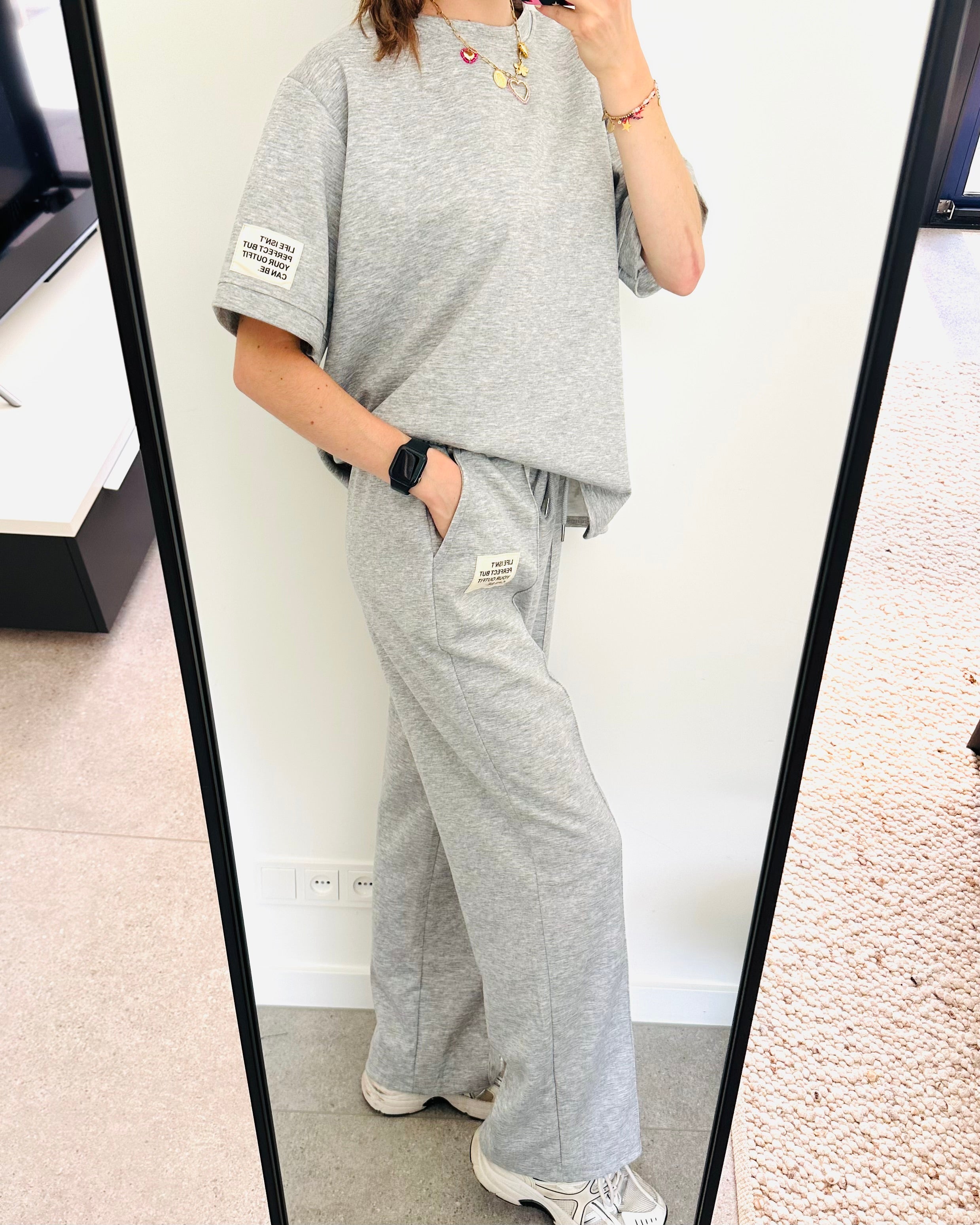 Oversized amy set lange broek grijs