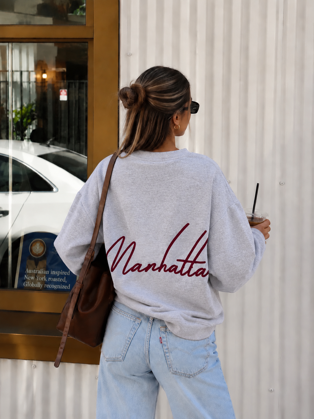 Manhattan sweater grey bordeaux