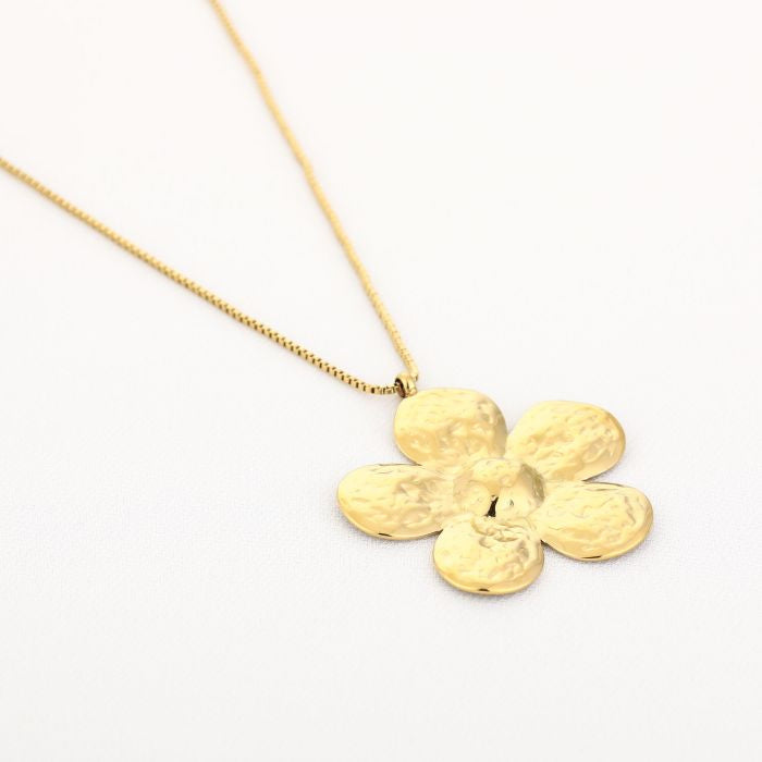 XL bloem ketting goud lang