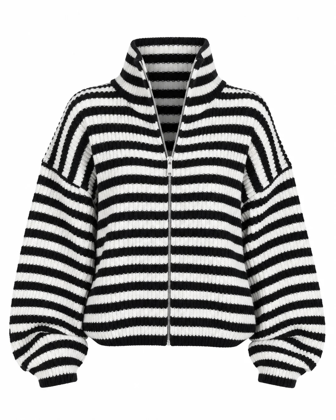 Essential Zip Knit striped black