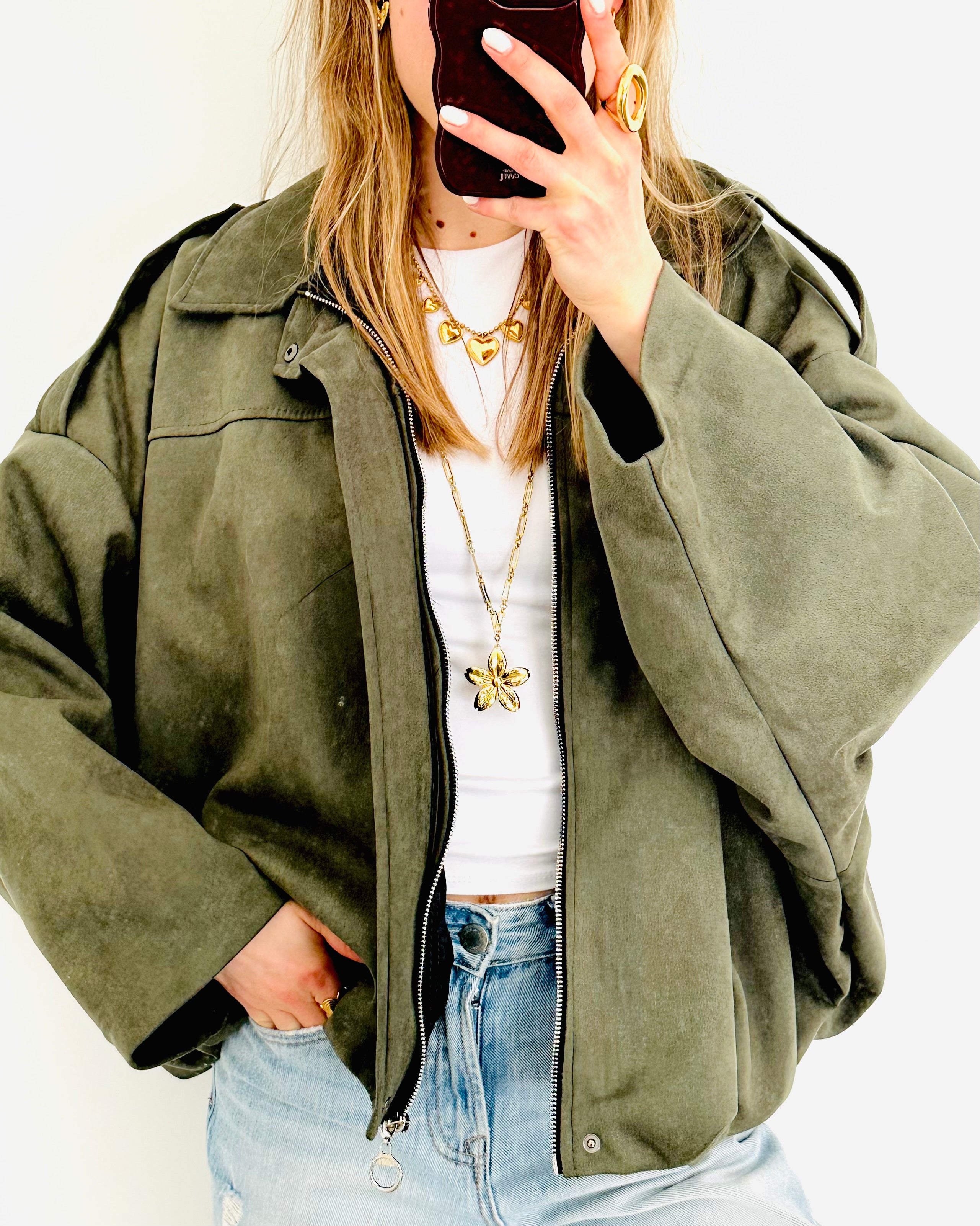 Spring jacket suède khaki