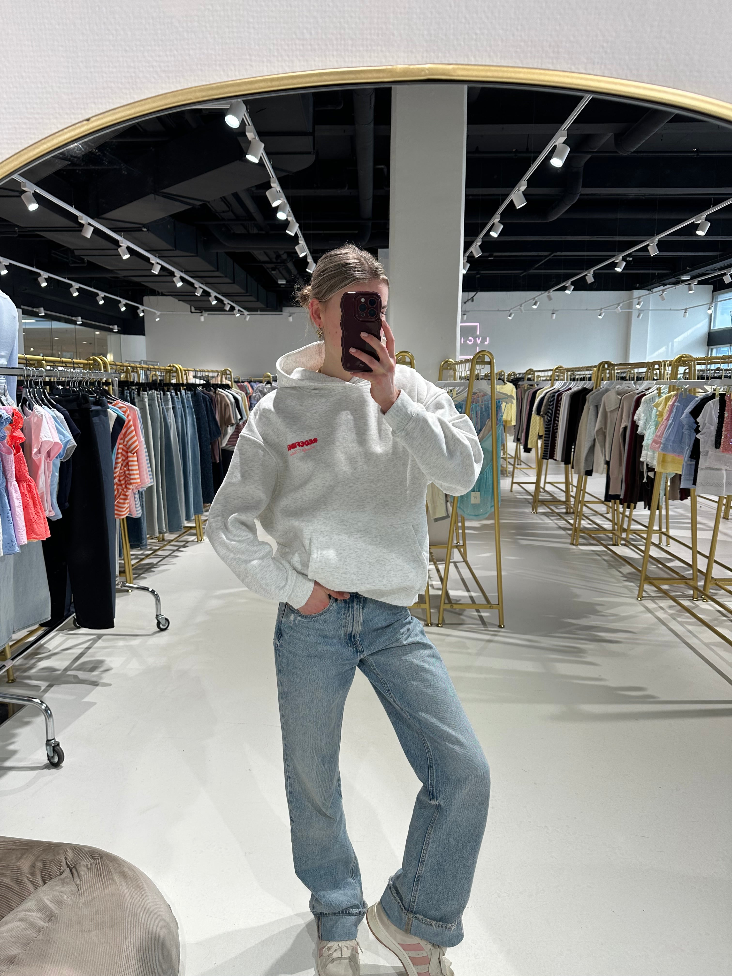 Redefined bow hoodie pink red