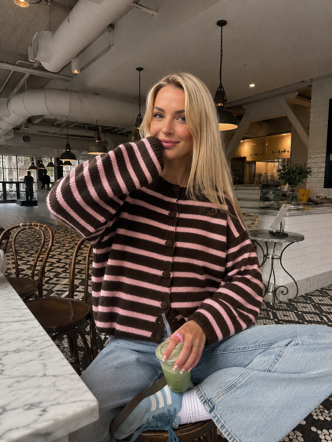 Stockholm cardigan brown pink