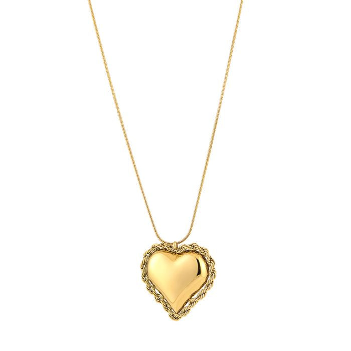 Lange ketting twisted hart goud