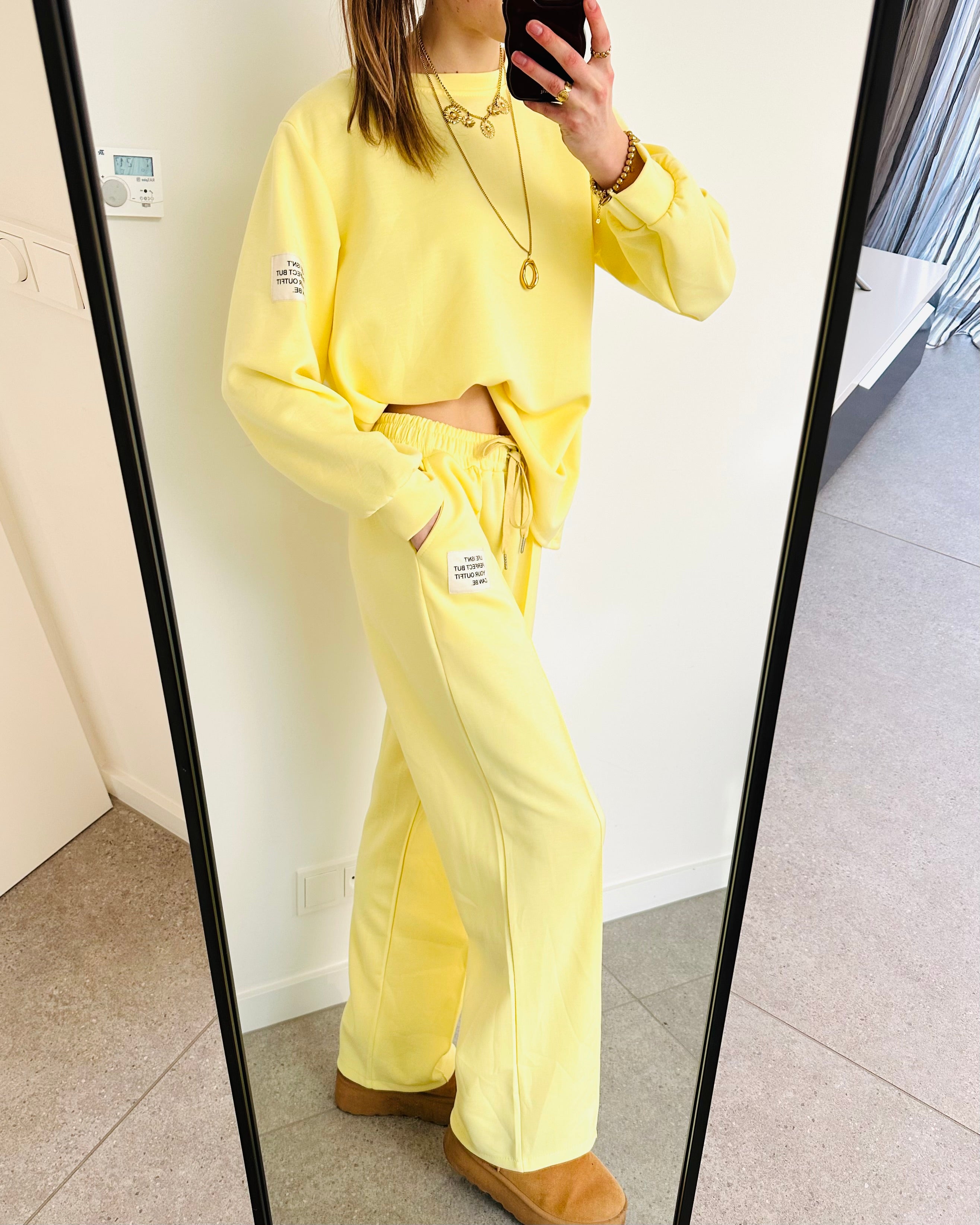 Oversized amy set pastel geel