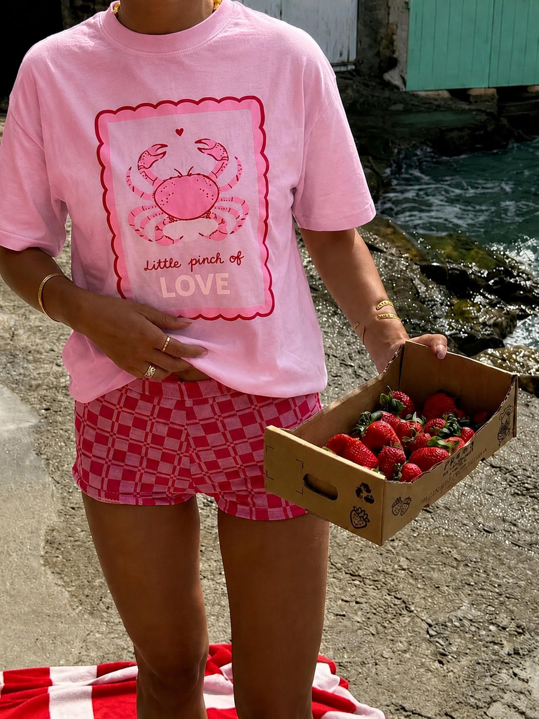 Little pinch of love shirt roze