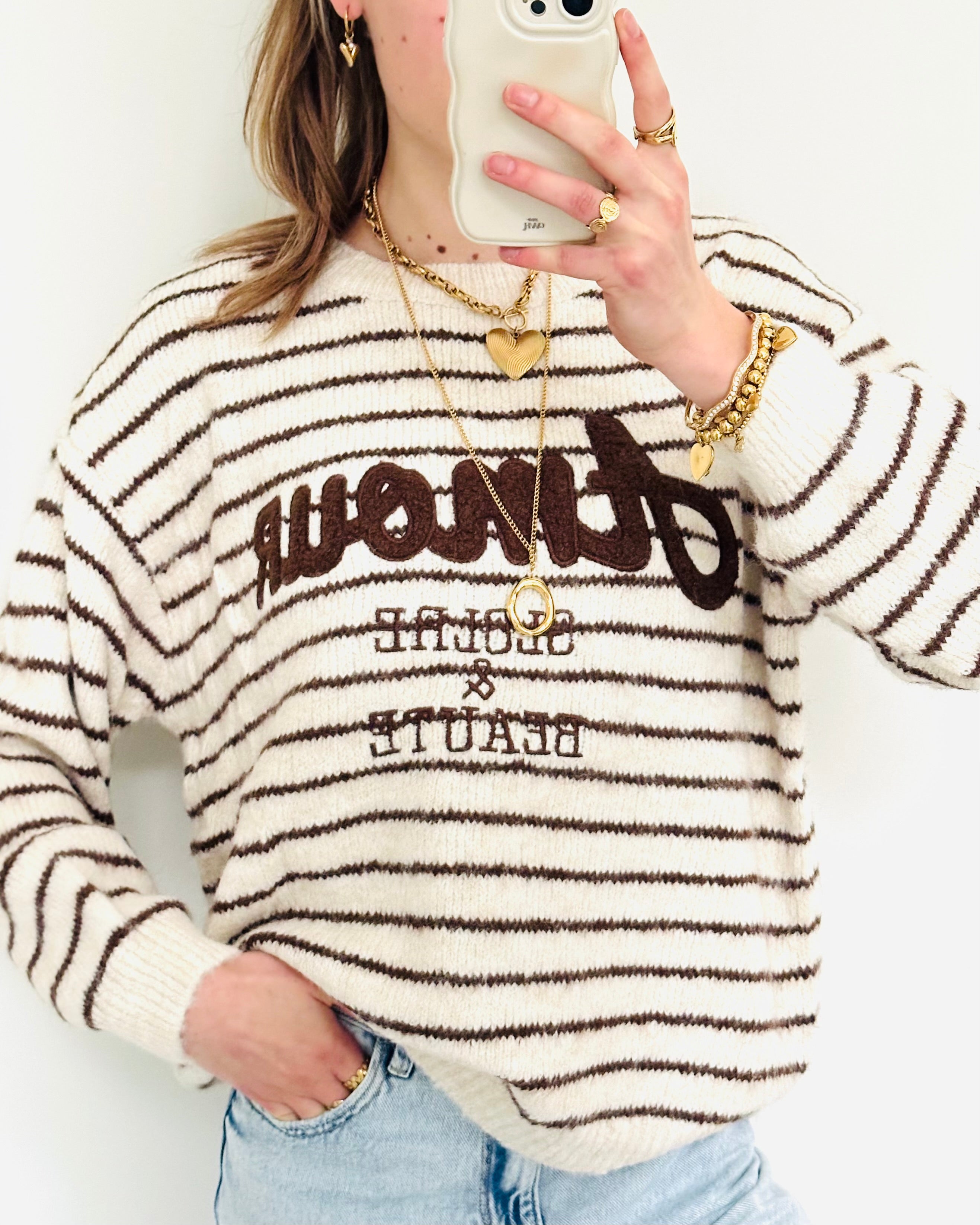 Stripe amour trui off white