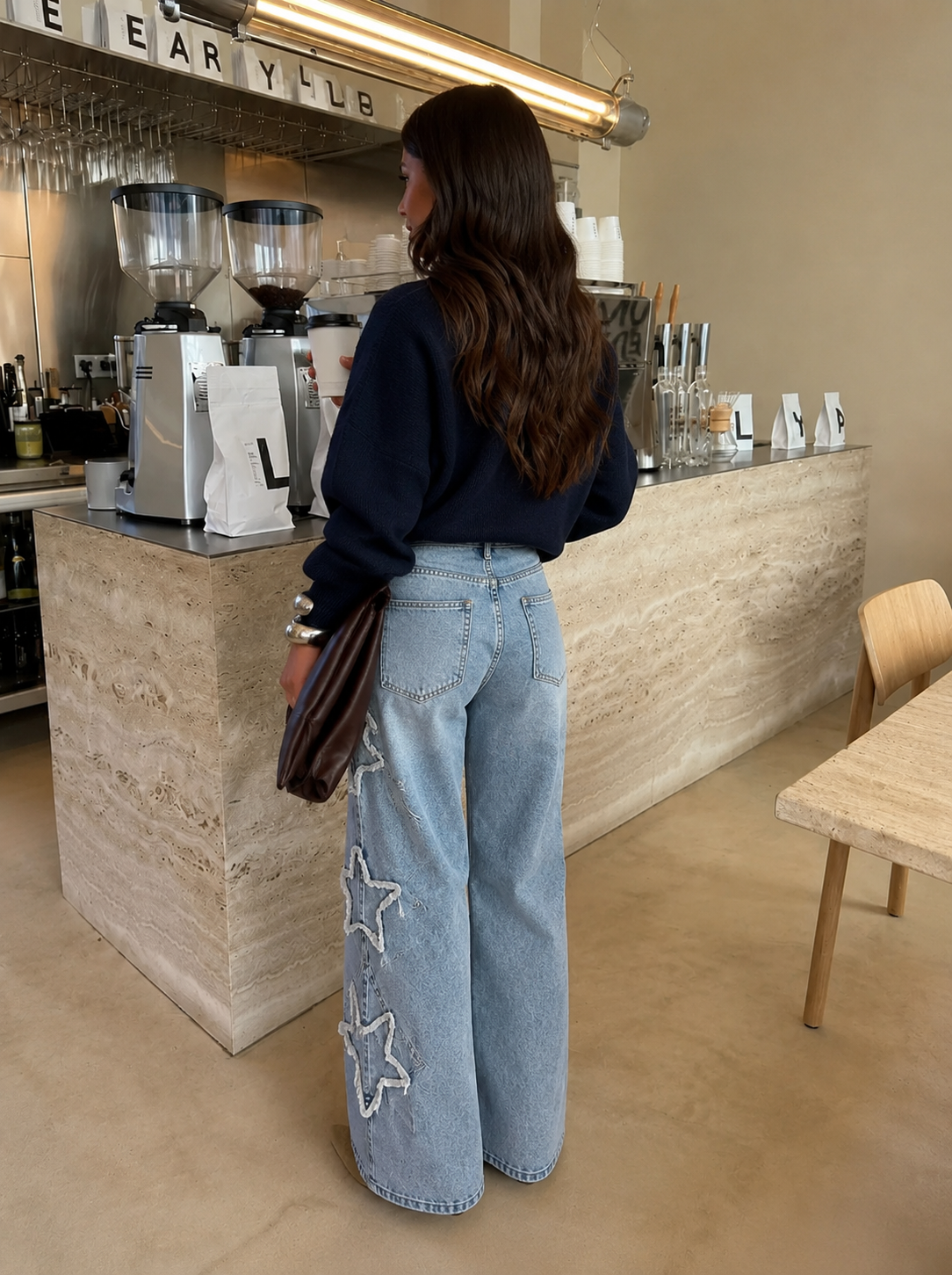 Stars ruffle straight leg jeans