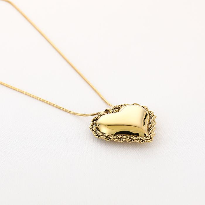 Lange ketting twisted hart goud