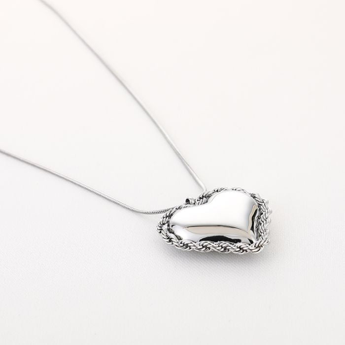 Lange ketting twisted hart zilver
