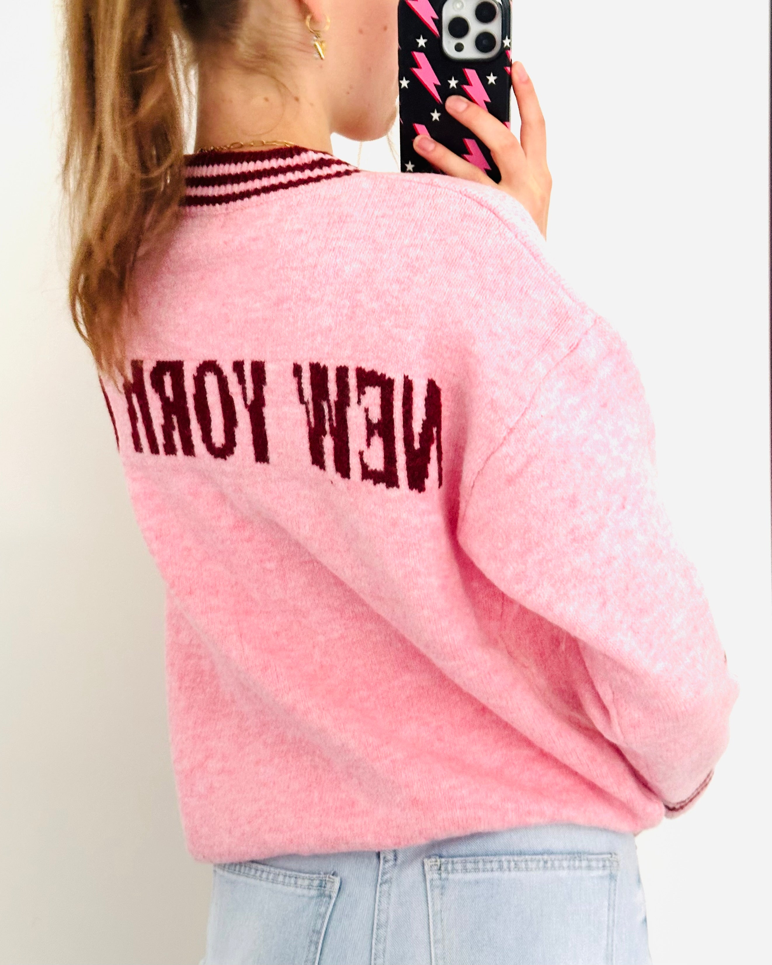 Baseball sweater pink